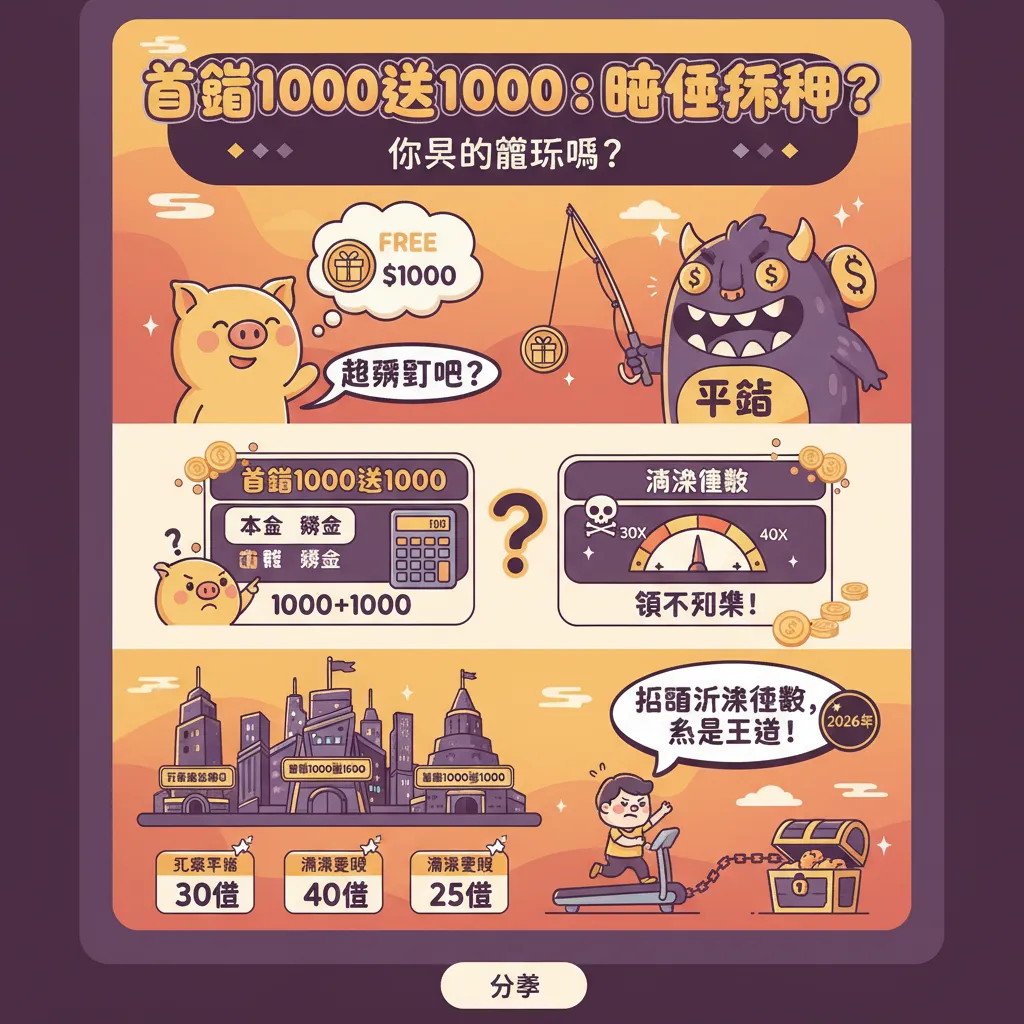 首儲1000送1000，搞懂流水倍數纔不會被咬
